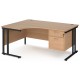 Maestro Cantilever Leg Corner Desk with Two Drawer Pedestal